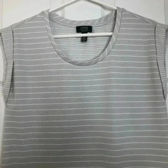 Jones New  York Tank Top Grey & White Striped Size Small - Picture 4 of 16